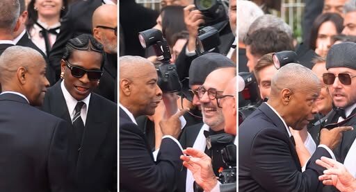 Denzel Washington Checks Man On Cannes Red Carpet For Grabbing Him Mid-Conversation With A$AP Rocky… Cameras Caught The Whole Tension!